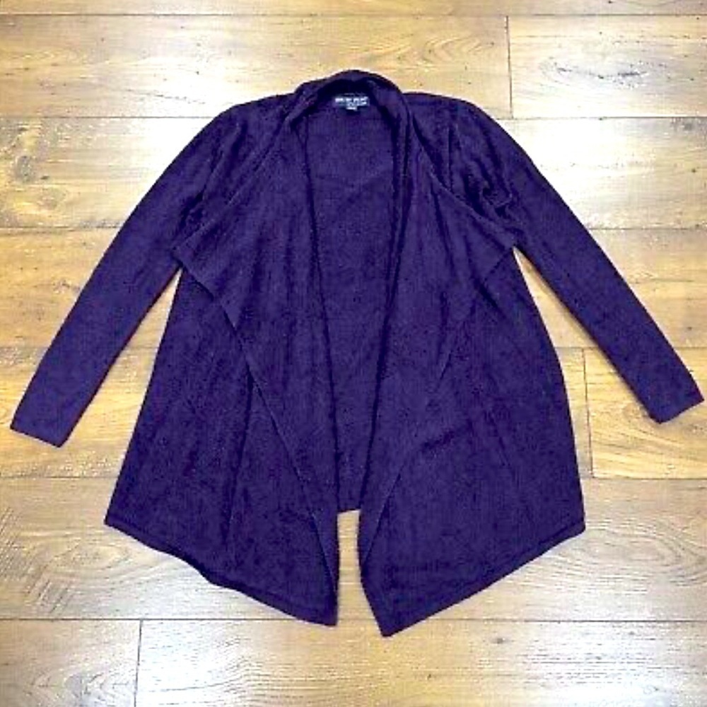 BAREFOOT DREAMS Bamboo Chic Lite Open Front Purple Drapey Cardigan Size S/M VGUC